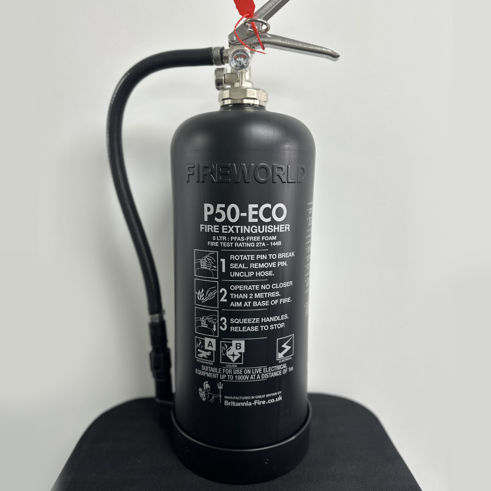 p50 fire extinguisher in black